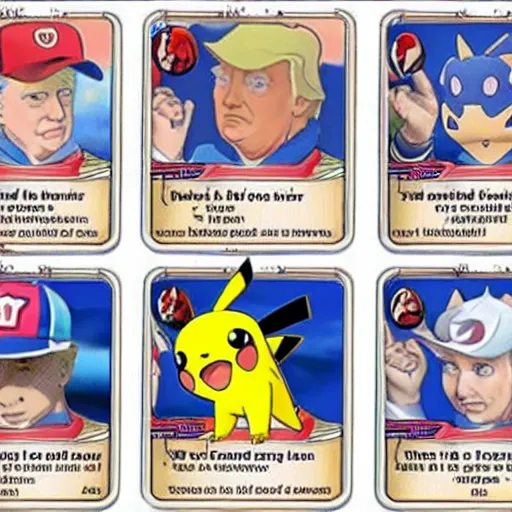 Prompt: a pokemon card of donald trump