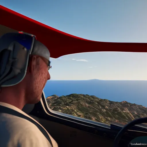 Prompt: Old FIAT 600 Classic Car turned into an airplane flying over Cap de Creus, unreal engine 8k