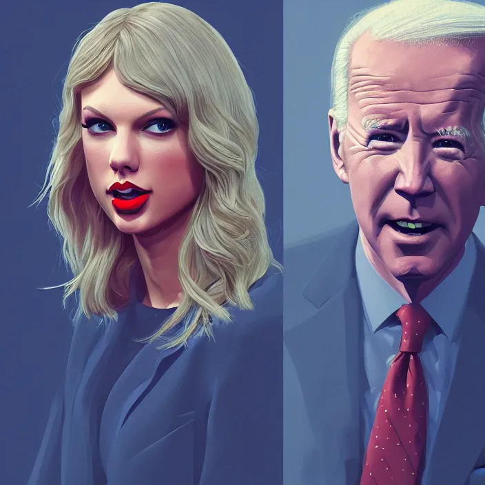 Image similar to portrait of taylor swift as a joe biden. intricate artwork. by tooth wu, wlop, beeple, dan mumford. octane render, trending on artstation, greg rutkowski very coherent symmetrical artwork. cinematic, hyper realism, high detail, octane render, 8 k, iridescent accents