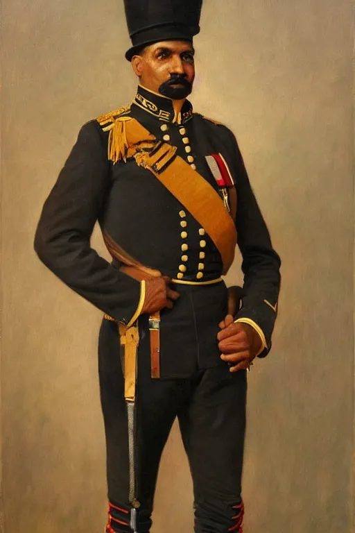 Image similar to full body portrait of the dictator of the indiana pacers, 1 8 8 9, in full military garb, oil on canvas by william sidney mount, trending on artstation