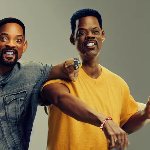 Image similar to photography of will smith and chris rock together. ultra-detailed, 8k, octane render