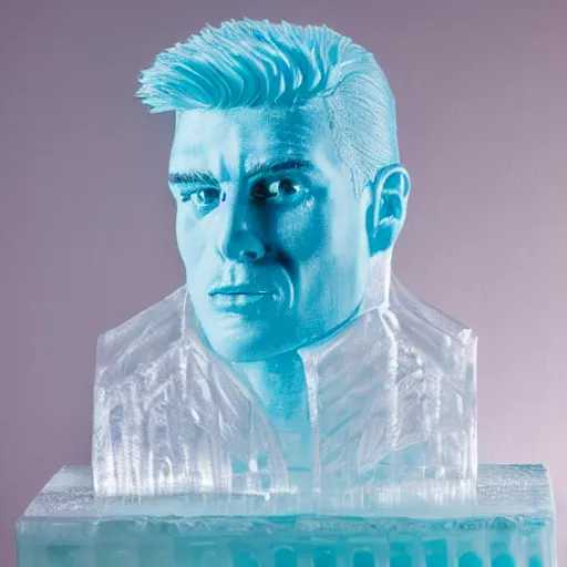 Image similar to an ice sculpture portrait of vanilla ice