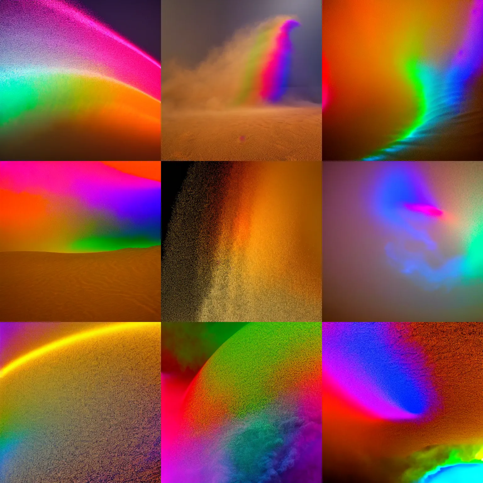 Prompt: colorful light spectrum sandstorm swirling,