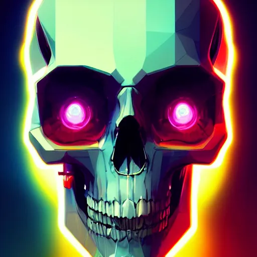 Image similar to a cyberpunk skull, by guweiz and wlop and ilya kuvshinov and artgerm and josan gonzalez, digital art