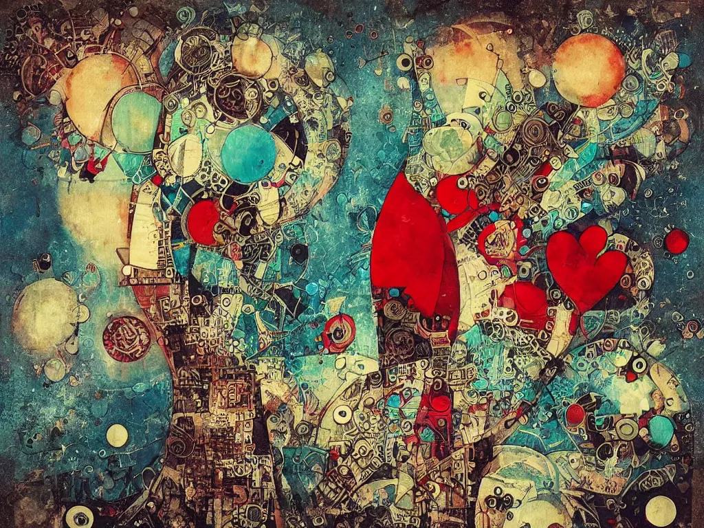 Prompt: neo art deco mixed media, canvas, designed by alexander jansson and benoit mandelbrot, retro, groovy, low fi,