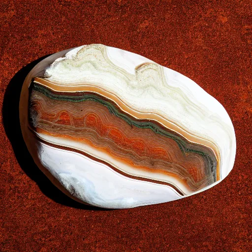 Prompt: studio portrait of an entire rock that is half sandstone and half agate white background