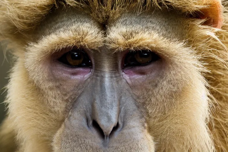 Image similar to a closeup shot of a lion monkey