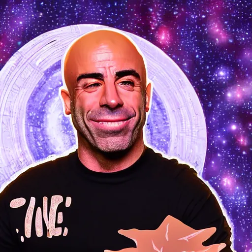 Prompt: Joe Rogan on a UFO with Aliens eating mushrooms and laughing, realistic