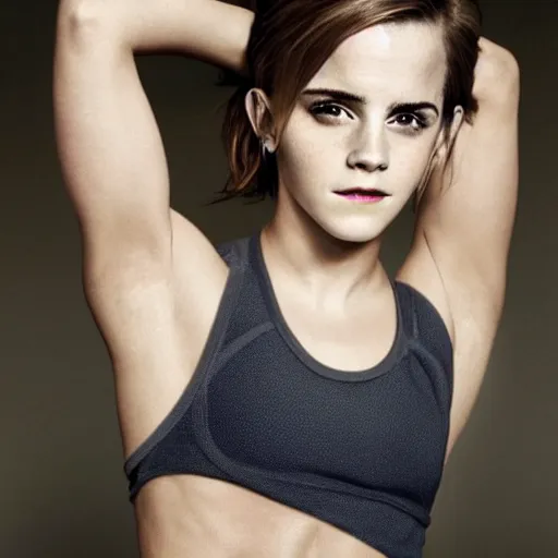 Prompt: emma watson extremely muscular
