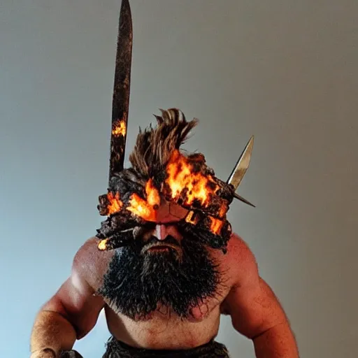 Prompt: Barbarian with a burning beard