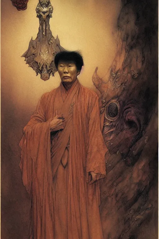 Prompt: a portrait of fu lu shou by wayne barlowe, gustav moreau, goward,  Gaston Bussiere and roberto ferri, santiago caruso, and austin osman spare, ((((occult art))))