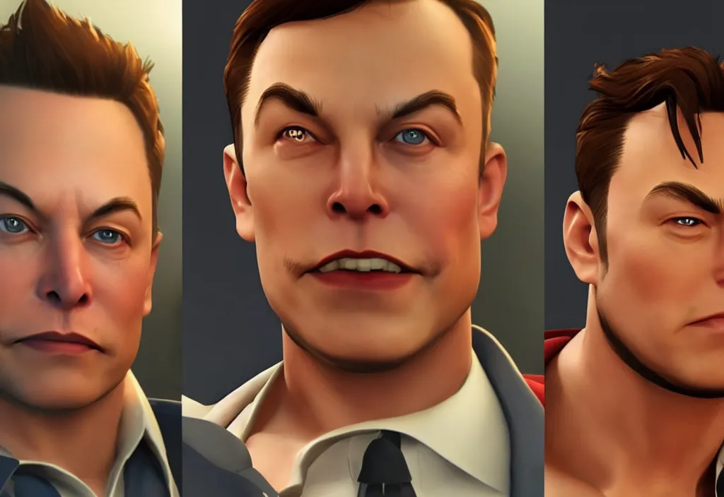 Image similar to elon musk in team fortress 2, elon musk in the video game team fortress, gameplay screenshot, close up, 3 d rendering. unreal engine. amazing likeness. very detailed.