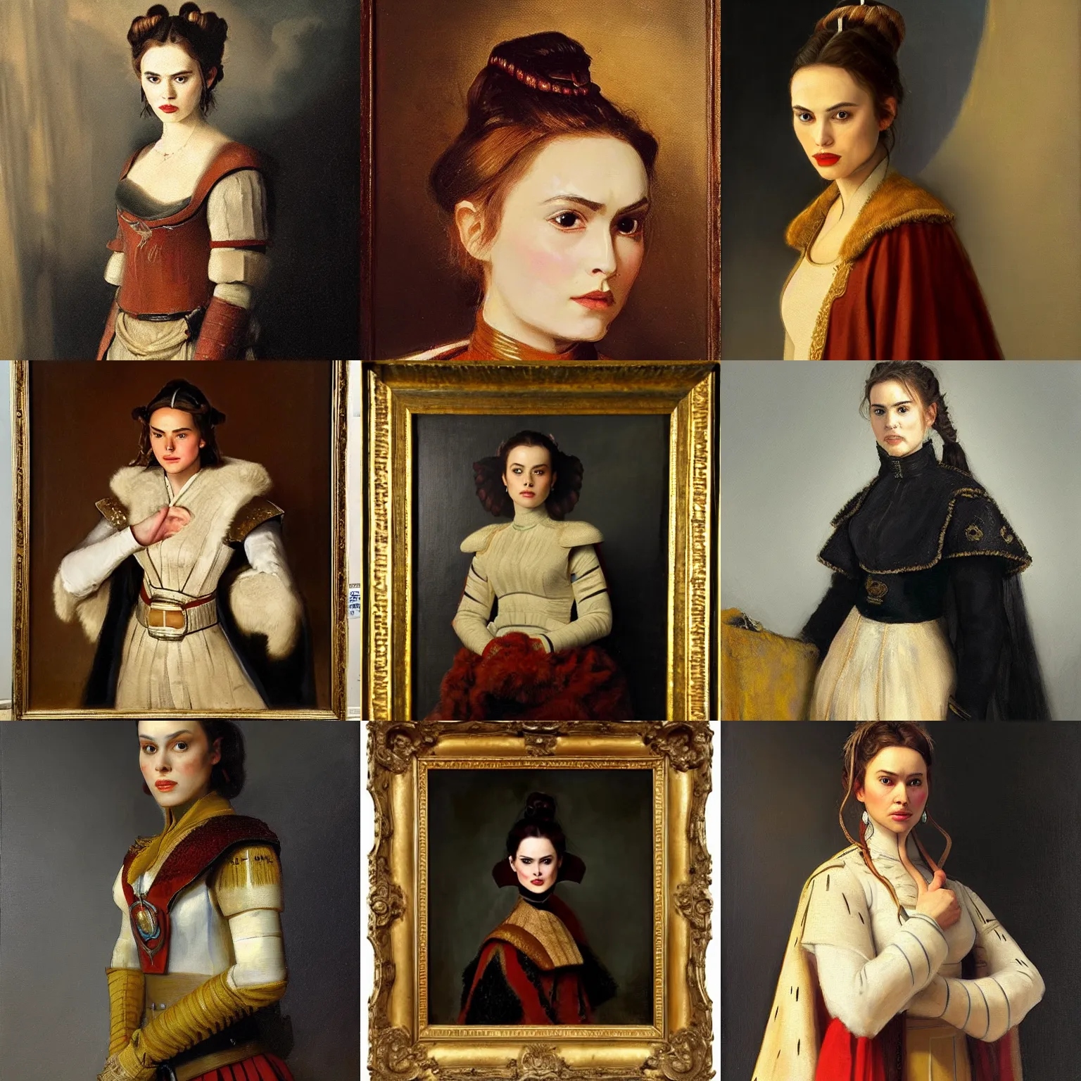 Prompt: Padme Amidala as a General from the 19th century, oil painting by Rembrandt