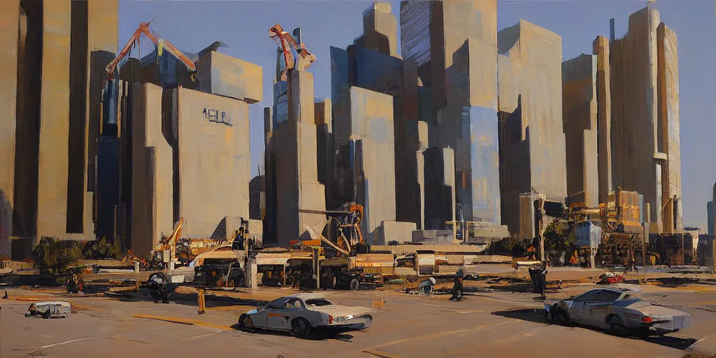 Prompt: scifi construction place, good composition, by ben aronson