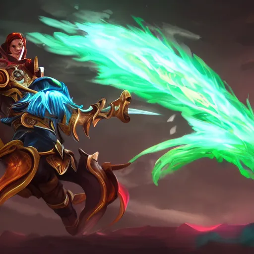 Prompt: concept art of a new league of legends champion, volumetric lightening, new