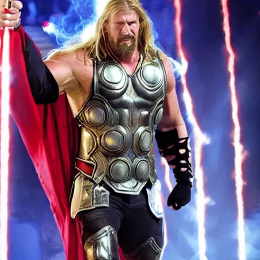 Image similar to triple h as thor entering the entrance of wwe stage