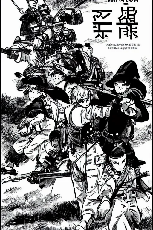 Prompt: manga comic about the crimean war by mengo yokoyari, black and white.