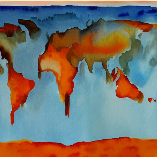 Image similar to the world on fire, inspired by watercolor masterpieces, oil paintings, david hockney, trending on artstation, 4 k