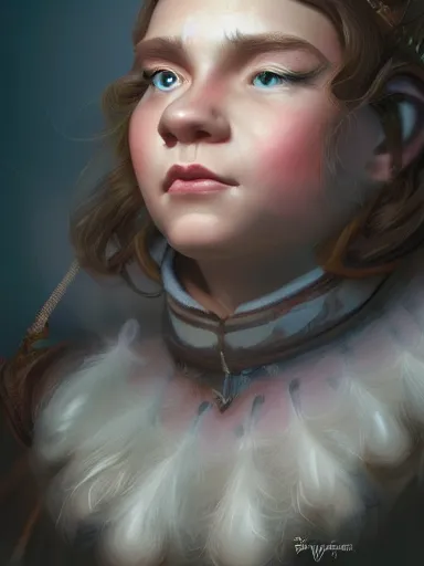 Prompt: dwarf girl, portrait, digital painting, elegant, beautiful, highly detailed, artstation, concept art