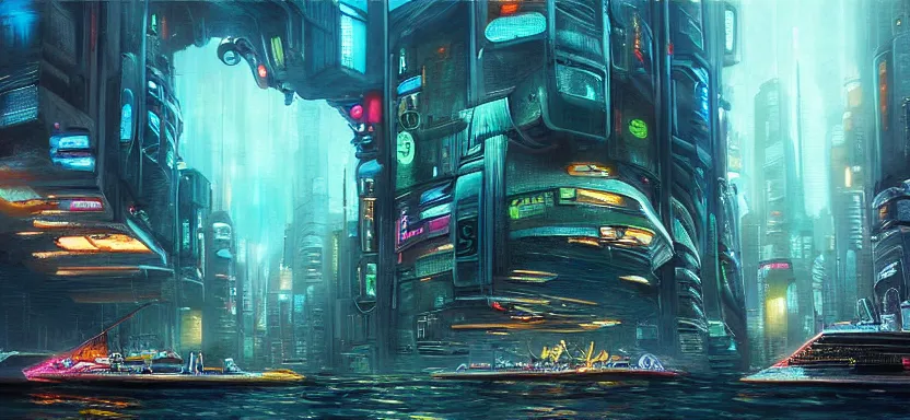 Image similar to beautiful masterpiece painting of a futuristic city under the sea, cyberpunk, by juan ortiz 8k,