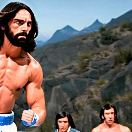 Image similar to Jesus as Rocky in the Rocky movie