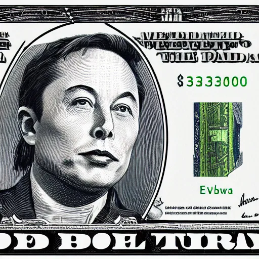 Image similar to Elon musk on the Mars Dollar bill