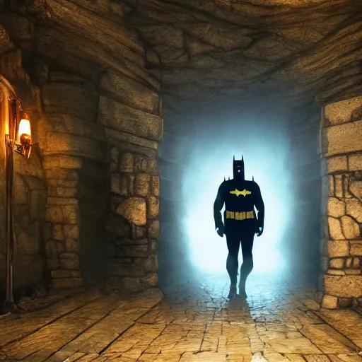 Prompt: joe biden as batman in the batcave, water running down the walls, haunted, spooky, scary, by sam guay, moody lighting, hyperrealism, finely detailed 4 k, octane render