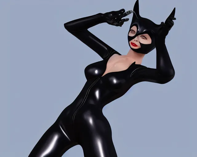 Prompt: Catwoman Playboy Centerfold, Full Figure, 8K, octane render, HDR, photorealistic, volumetric lighting, Hyperrealistic-H 960