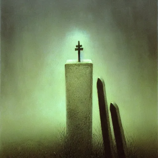 Prompt: arm reaching out of thick fog, upside - down cemetery, zdzislaw beksinski