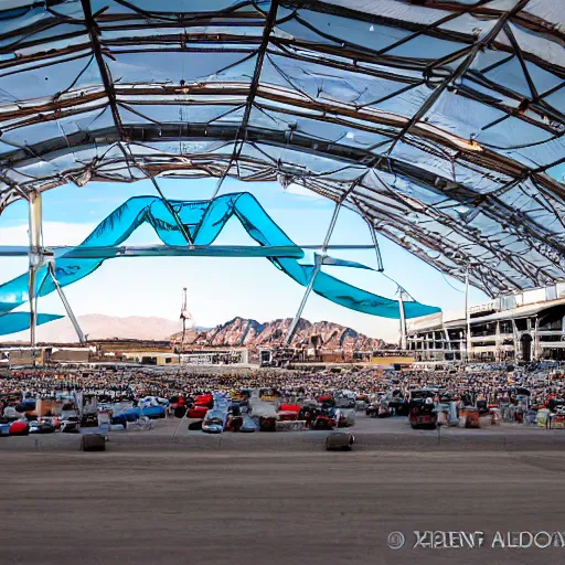 Image similar to edc at area 5 1. the main stage is located in a large aircraft hanger. shot on a sony a 7