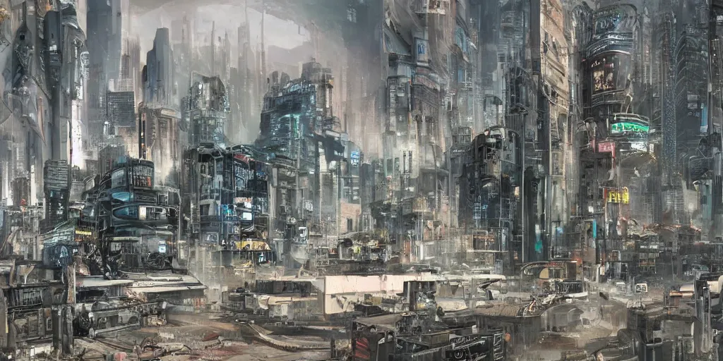 Image similar to a desolate future cyberpunk city