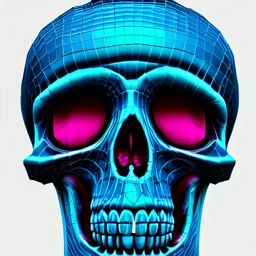 Image similar to 3 d pink skull distorted