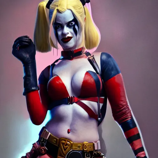 Prompt: detailed photograph of salena gomez as harley quinn with stockings, 8 k, by greg rutkowski, artgerm, global illumination