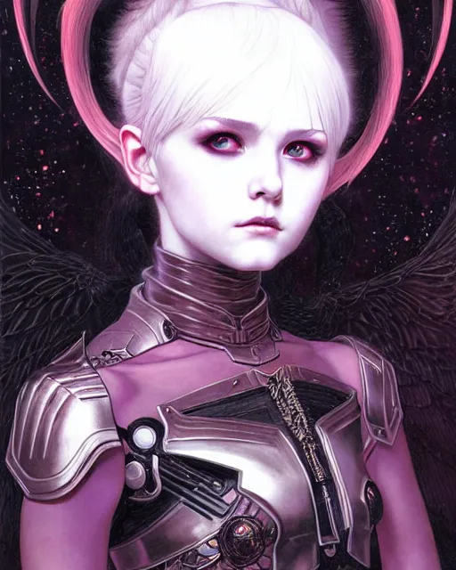 Image similar to portrait of beautiful cute young goth maiden with short white hairs in warhammer armor, art by ( ( ( kuvshinov ilya ) ) ) and wayne barlowe and gustav klimt and artgerm and wlop