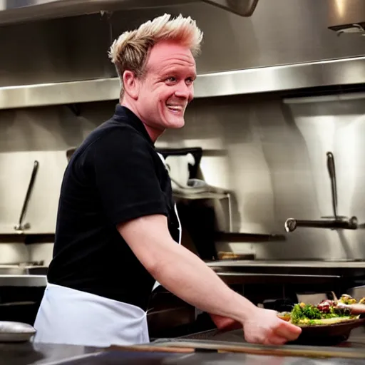 Prompt: A unicorn working as a chef in one of Gordon Ramsey's restaurants