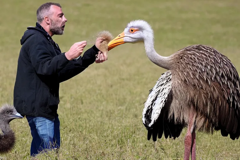 Image similar to man argues with an ostrich