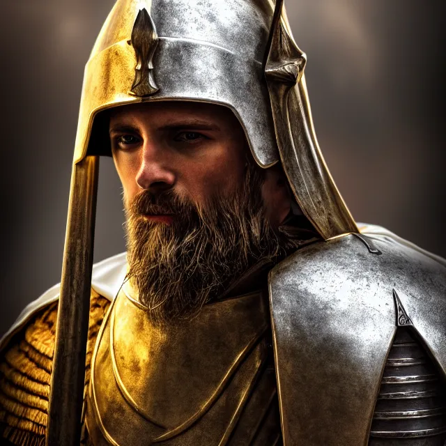 Image similar to full length photo of a holy cleric warrior, highly detailed, 4 k, hdr, smooth, sharp focus, high resolution, award - winning photo