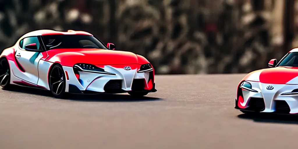 Image similar to Hot Wheels, 2022 toyota supra, cinematic, 8k, depth of field, bokeh.