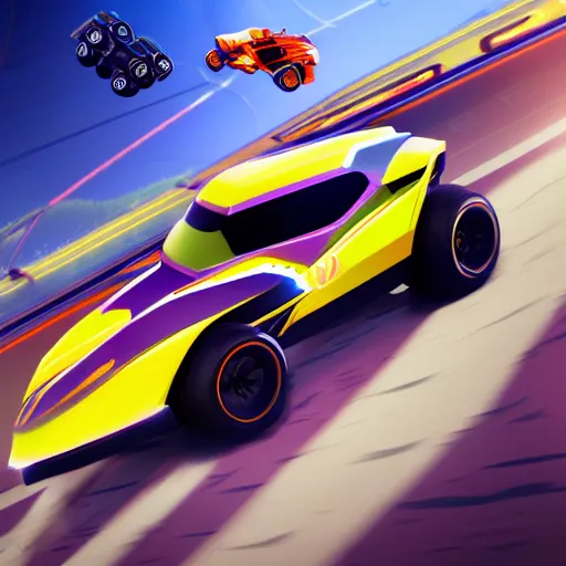 Image similar to realistic Raptor rocket league cars illustration, global illumination lighting, fanart artstation GTA style