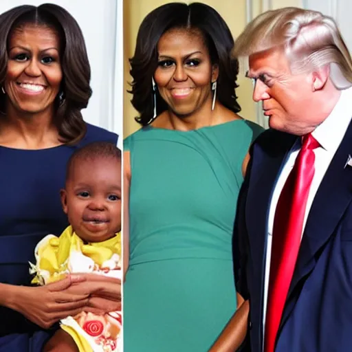 Image similar to baby born from the marriage of michelle obama and donald trump