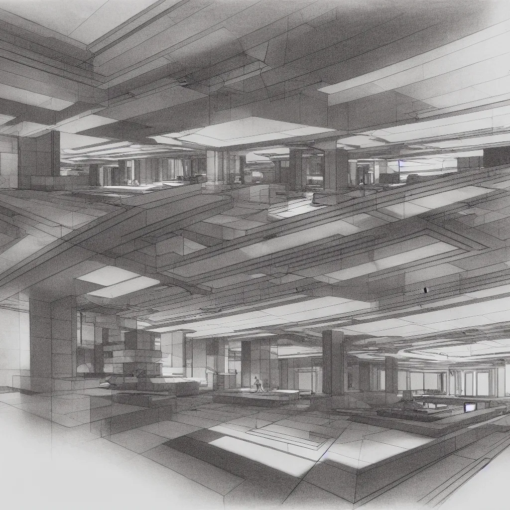 Image similar to gigachad, global illumination, radiant light, detailed and intricate environment, sketch drawing by frank lloyd wright