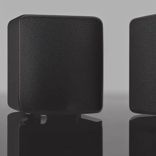 Prompt: a rendered image of high - end monitor speakers, designed by google, 4 k,