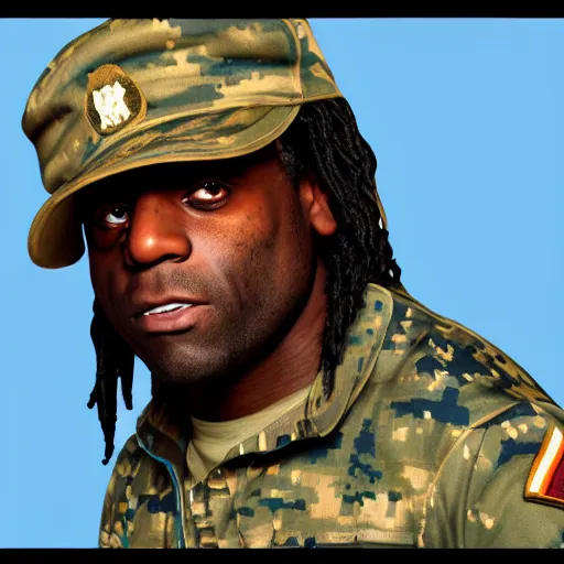 Image similar to chief keef in the military digital art very detailed 4 k detailed super realistic