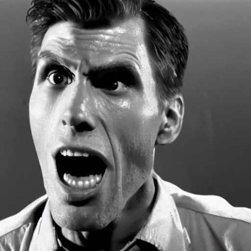 Image similar to Live Action Still of Jerma in Psycho (film), real life, hyperrealistic, ultra realistic, realistic, highly detailed, epic, HD quality, 8k resolution, body and headshot, film still