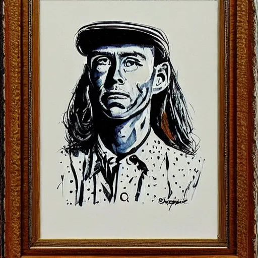 Prompt: illustration of forrest gump by basil gogos