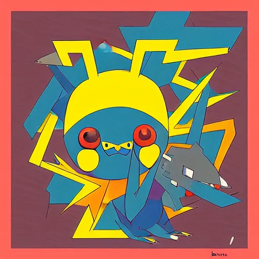 Image similar to bauhaus pokemon gouache illustration hip hop album cover art drawn by left hand, conceptual mystery pokemon, intricate detailed painting, illustration sharp detail, manga 1 9 9 0