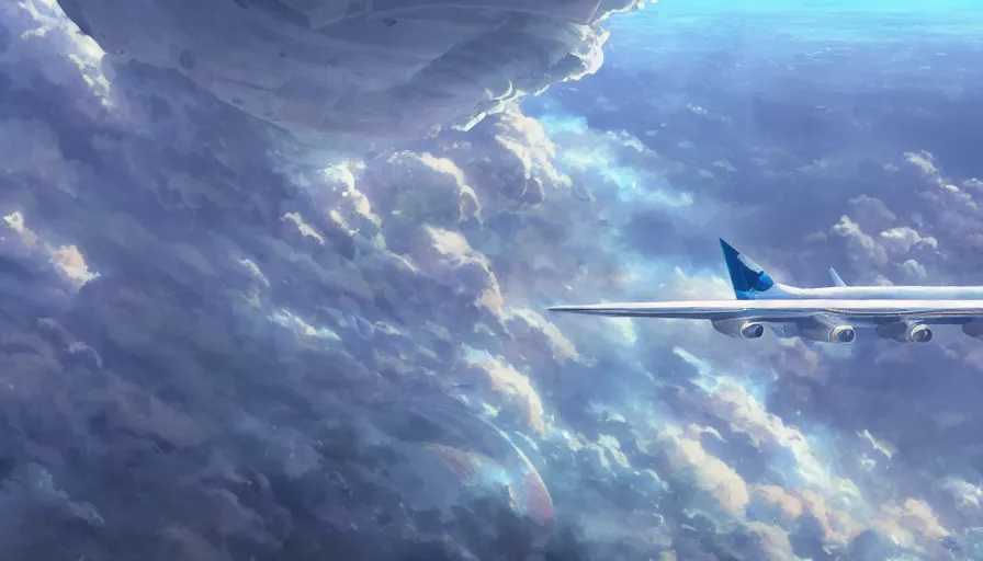 Prompt: A highly detailed matte painting of the biggest airplane ever by Studio Ghibli, Makoto Shinkai, by Artgerm, by beeple, by Greg Rutkowski, volumetric lighting, octane render, 4K resolution, trending on artstation, masterpiece