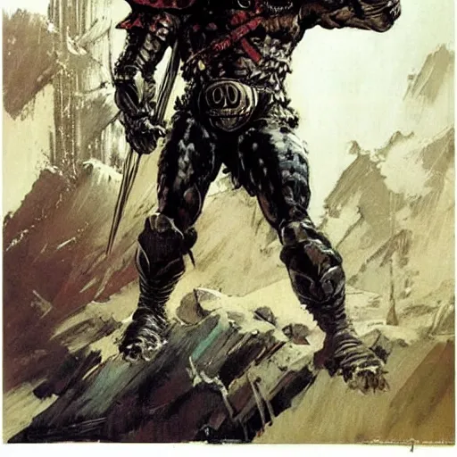 Image similar to knight by frank frazetta, cool