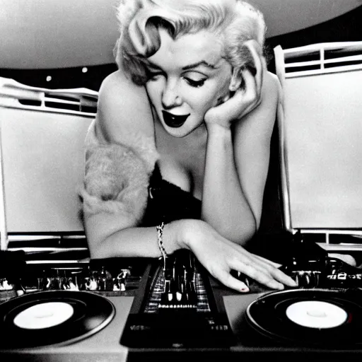 Image similar to marilyn monroe on the dj decks