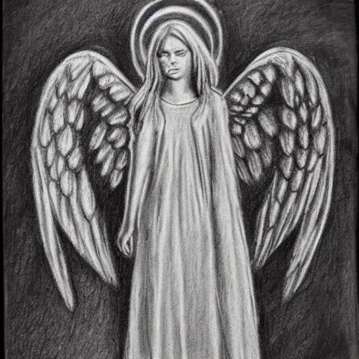 Image similar to gothic angel charcoal sketch by master artist